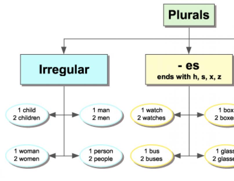 Множина іменників в англійській мові, правила освіти, винятки.  Множина в англійській мові.  Освіта, прмієри A watch множина в англійській мові