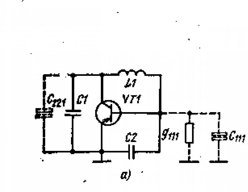 Bipolyar tranzistorda induktiv üç nöqtə.  Generatorların osilator sxemləri